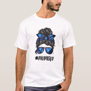 Mum Life Messy Hair Bun Tie Dye T-Shirt