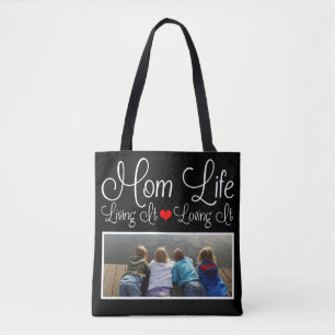 Mum Life Photo Black Tote Bag