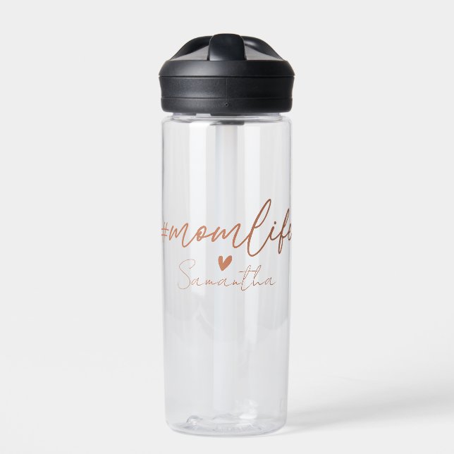 Mum Life - Rustic Charm Design Water Bottle (Front)
