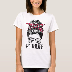 Mum Life Soccer Mum Mothers Day Messy Bun Women Fu T-Shirt