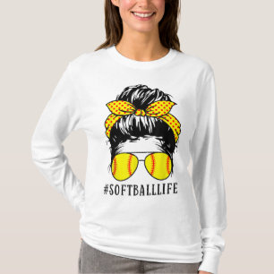 Mum Life Softball Baseball Mum Mothers Day Messy B T-Shirt
