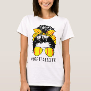 Mum Life Softball Baseball Mum Mothers Day Messy B T-Shirt