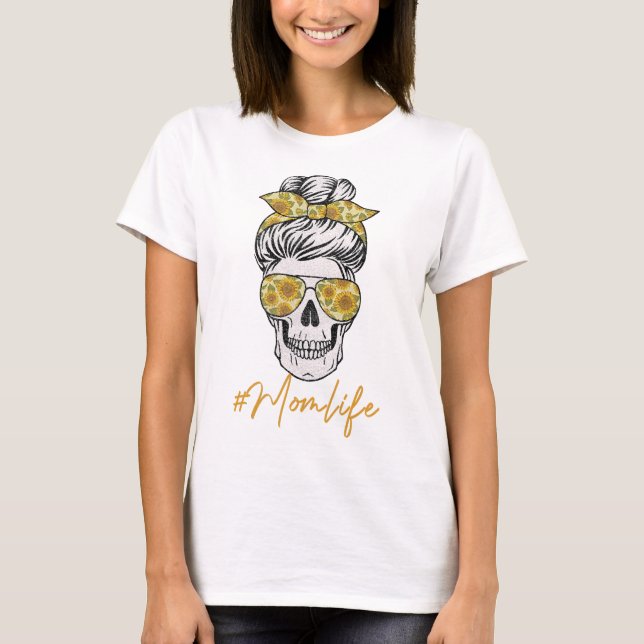 Mum Life Sugar Skull Sunflower Women T-Shirt (Front)