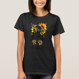 Mum Life Sun flower Floral Ribbon Matching Family T-Shirt