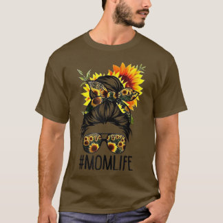Mum Life Sunflower Floral Ribbon, Matching Family  T-Shirt