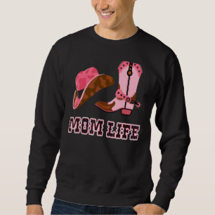 Mum Life Womens Cute Country Girl Boots Bling Sweatshirt