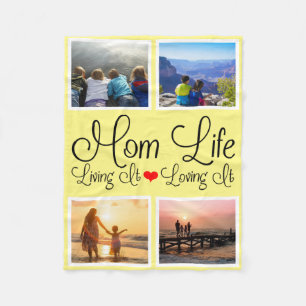 Mum Life Yellow Photo Fleece Blanket