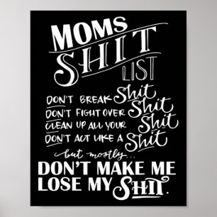 Mum List Momlife Funny Mum Mothers Day  Poster