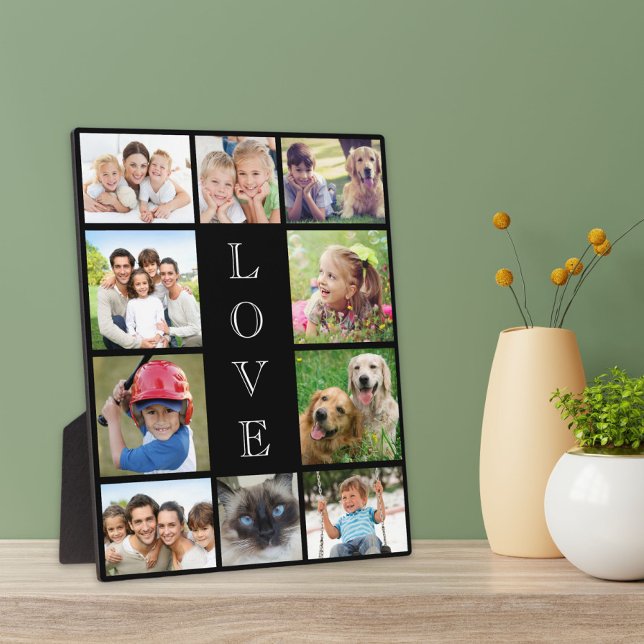 Mum Love 10 Photo Collage Black Plaque (Creator Uploaded)