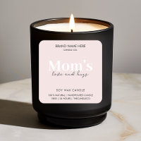 Mum Love & Hugs | Custom Pink Candle Label Sticker