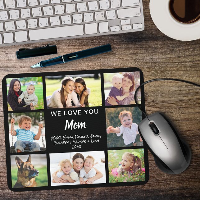 Mum Love You Photo Collage Black Mouse Pad (Creator Uploaded)