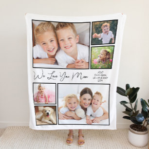 Mum Love You Photo Collage Fleece Blanket