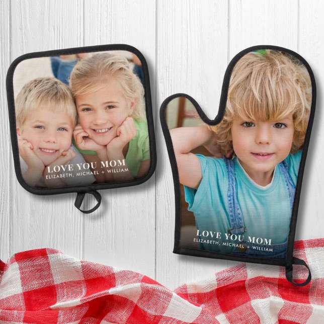 Mum Love You Photo Oven Mitt & Pot Holder Set (Creator Uploaded)
