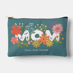 Mum loved boho flower bouquet cute green accessory pouch