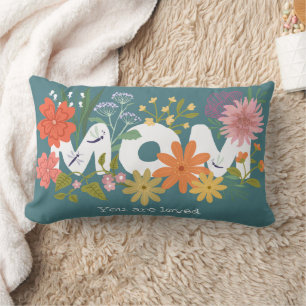 Mum loved boho flower bouquet cute throw pillow