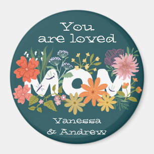 Mum loved boho flower bouquet  magnet