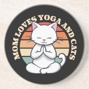 Mum Loves Cats and Yoga Coaster