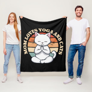  Mum Loves Cats and Yoga Fleece Blanket
