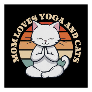 Mum Loves Cats and Yoga Poster
