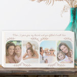 Mum Loving Words 4 Vertical Photo Delicate Leaf Wooden Box Sign<br><div class="desc">Feminine photo wooden block for mum - or very easy to personalise for someone else. The photo template displays 4 of your favourite photos in vertical format with rounded corners. Lettered with loving wording in clear, handwritten script, which reads "[name] I gave you my heart and you filled it with...</div>