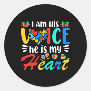 Mum Mama Autistic Autism Awareness Month Boys Son Classic Round Sticker