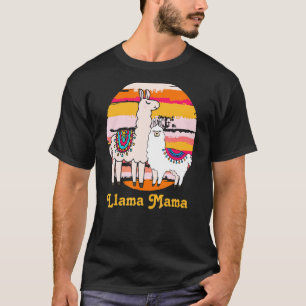 Mum Mama Llama Birthday Cute Animal Retro T-Shirt