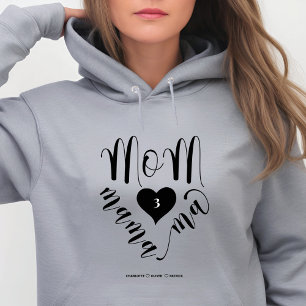 Mum Mama Ma Heart Children Names Hoodie