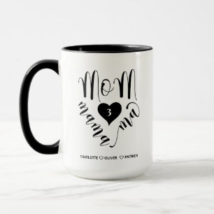 Mum Mama Ma Heart Kids Names Mother's Day Gift Mug