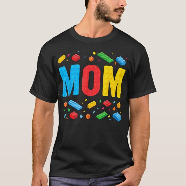 Mum Master Builder Building Bricks Blocks Family T-Shirt (Front)