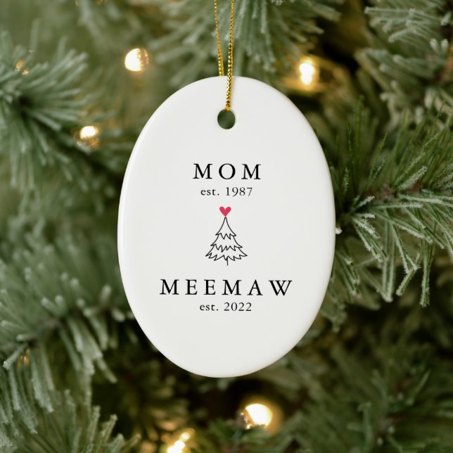 Mum | Meemaw Year Est. Christmas Ceramic Tree Decoration (Tree)