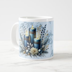 Mum Merry Christmas Blue Candles Speciality Mug