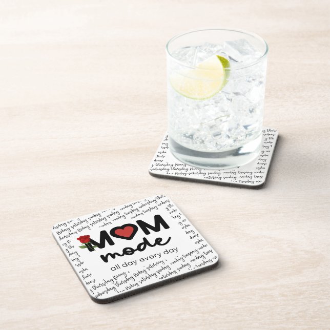 Mum Mode All Day Every Day Hard plastic coaster (Right Side)