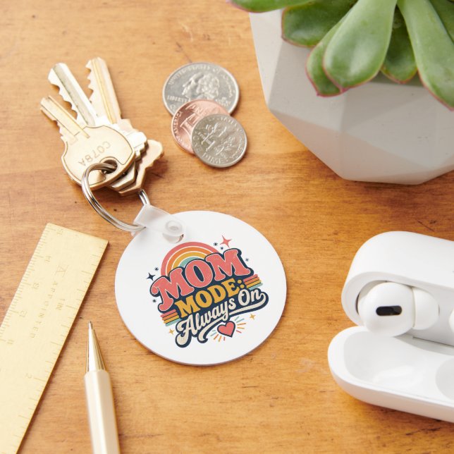 Mum Mode Always On Retro Mothers day Gift Key Ring (Desk)