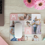 Mum Modern Photo Grid Collage Family Keepsake Pink Mouse Pad<br><div class="desc">Send a beautiful personalised mouse pad to your mum that she'll cherish forever. Special personalised photo collage mouse pad to display 9 of your own special family photos and memories. Our design features a modern 9 photo collage grid design with "Mum" letters displayed in the grid design.</div>