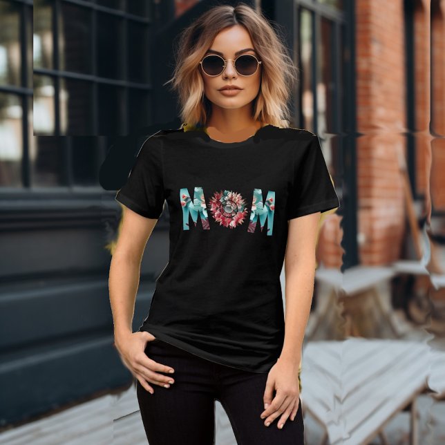 Mum Modern Sunflower Floral Bold Mother's Day Cute Tri-Blend Shirt (Mom Modern Sunflower Floral Bold Mother's Day Cute Tri-Blend Shirt)