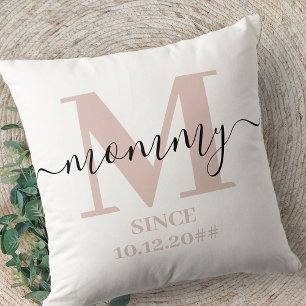 Mum Monogram Elegant Script Subtle Pink Cushion