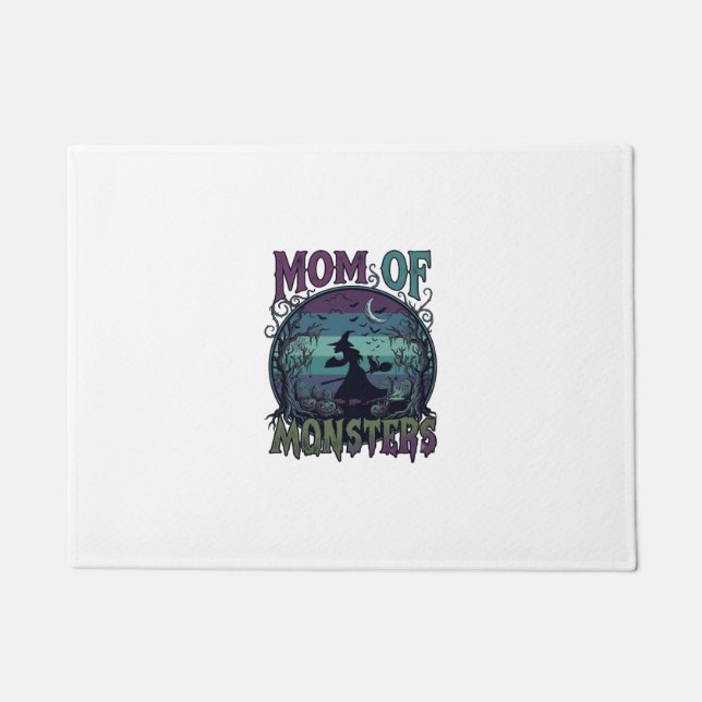 Mum Monsters Halloween Witch Moon Pumpkins Graveya Doormat (Front)
