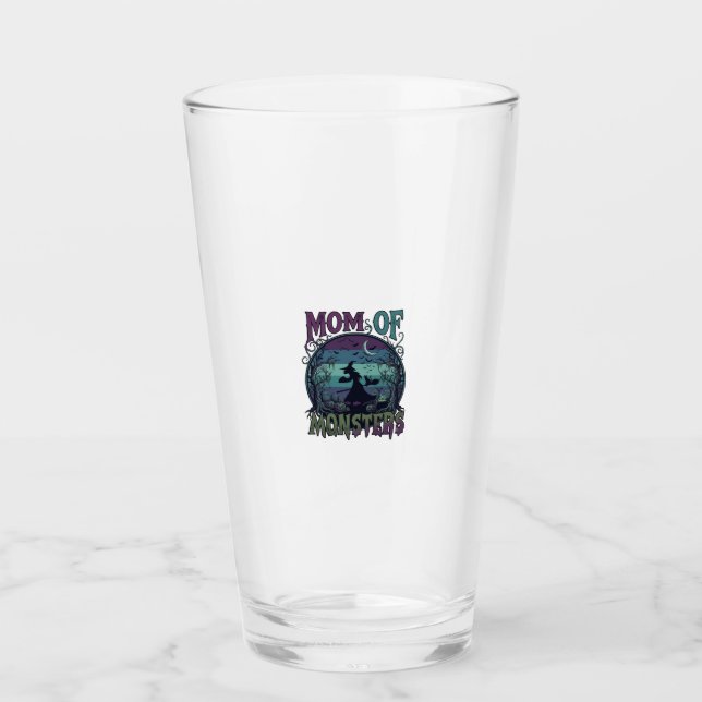 Mum Monsters Halloween Witch Moon Pumpkins Graveya Glass (Front)
