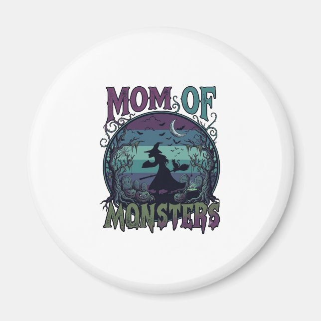 Mum Monsters Halloween Witch Moon Pumpkins Graveya Magnet (Front)