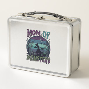 Mum Monsters Halloween Witch Moon Pumpkins Graveya Metal Lunch Box
