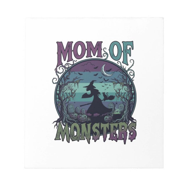 Mum Monsters Halloween Witch Moon Pumpkins Graveya Notepad (Front)