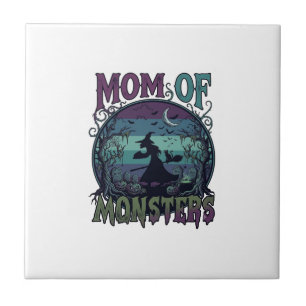 Mum Monsters Halloween Witch Moon Pumpkins Graveya Tile