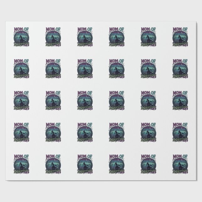 Mum Monsters Halloween Witch Moon Pumpkins Graveya Wrapping Paper (Flat)