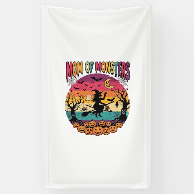 Mum Monsters Halloween Witch Pumpkins Bats_1 Banner (Vertical)