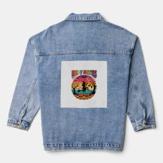 Mum Monsters Halloween Witch Pumpkins Bats_1 Denim Jacket