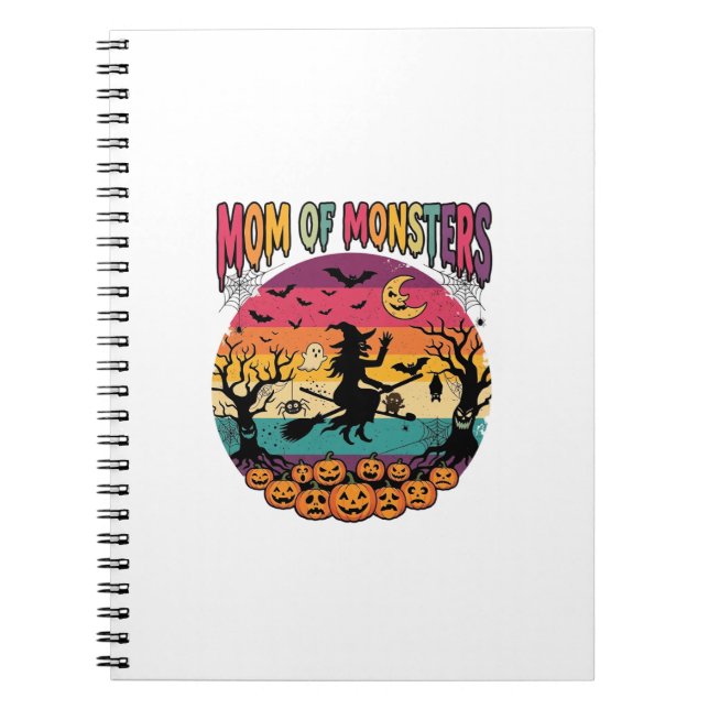 Mum Monsters Halloween Witch Pumpkins Bats_1 Notebook (Front)
