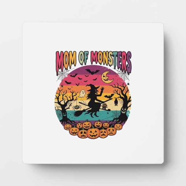 Mum Monsters Halloween Witch Pumpkins Bats_1 Plaque (Front)