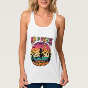 Mum Monsters Halloween Witch Pumpkins Bats_1 Singlet
