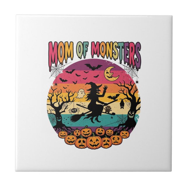 Mum Monsters Halloween Witch Pumpkins Bats_1 Tile (Front)