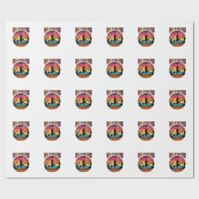 Mum Monsters Halloween Witch Pumpkins Bats_1 Wrapping Paper (Flat)